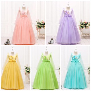 Đầm Công Chúa Tay Dài In Hoa Cho Bé Gái Từ 5-16 Tuổi