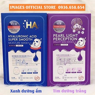 Mặt Nạ HA MayCreate 1 Hộp 20 Miếng mặt nạ dưỡng da (2 màu xanh dưỡng ẩm, tím dưỡng trắng)