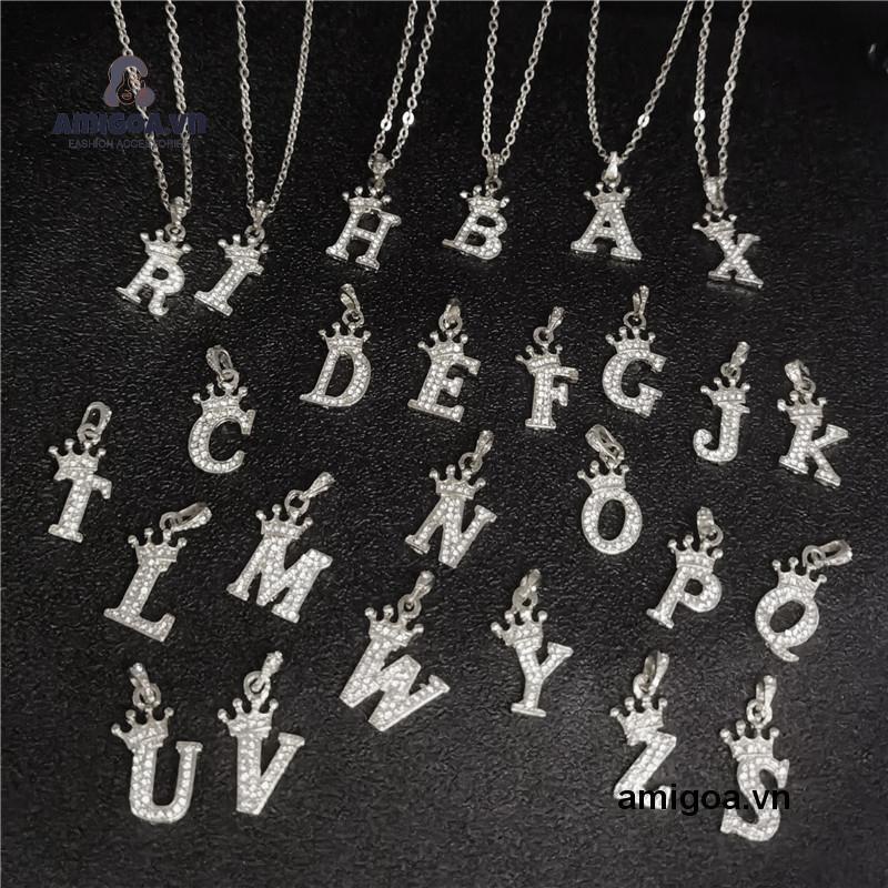 ✨✨Vòng cổ Mặt 26 Chữ Cái Tiếng Anh Đính Kim Cương Đơn Giản Thời Trang