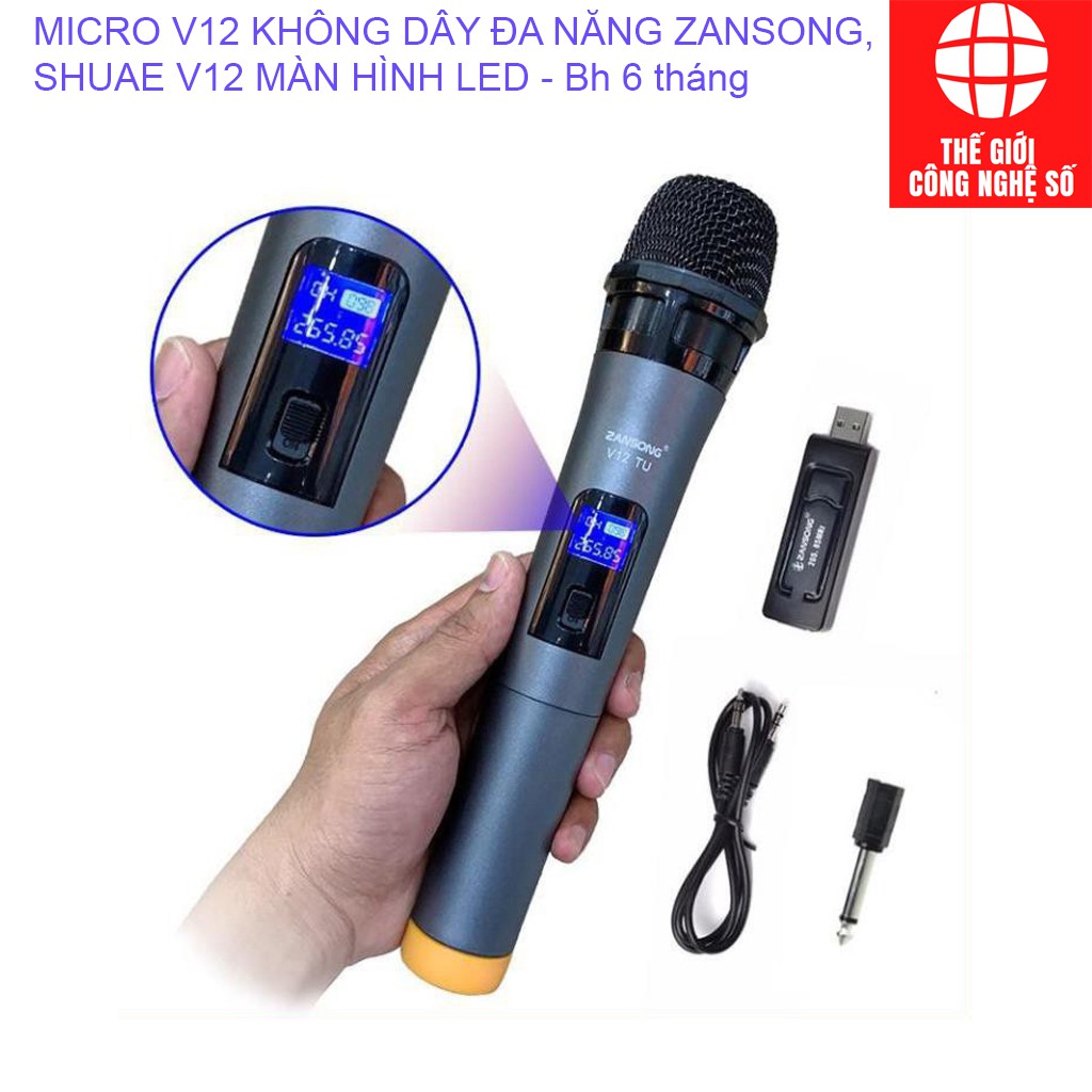 [Giá Gốc] MICRO V12 KHÔNG DÂY ĐA NĂNG ZANSONG, SHUAE V12 MÀN HÌNH LED - Bh 6 tháng