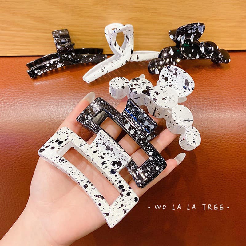 Kẹp tóc càng cua cỡ lớn hoạ tiết bò sữa cho nữ thời trang Hàn Quốc sang chảnh, Lémi Accessories