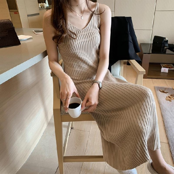 Đầm Dệt Kim Dáng Dài Sát Nách Thiết Kế Đơn Giản Cho Phái Nữ