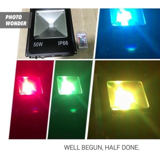Đèn pha led 30W RGB đổi 7 màu tự động,đúc nguyên khối chống va đập, chống nước IP65, có remote