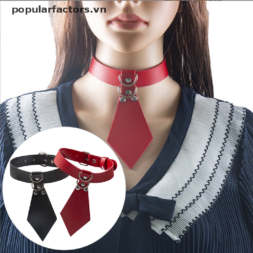 Vòng Cổ Choker Da PU Màu Đen Phong Cách Punk Rock Gothic Phổ Biến Cho Nữ
