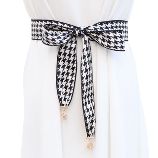 Dây Thắt Lưng Ruy Băng Họa Tiết Houndstooth Thời Trang Dành Cho Nữ