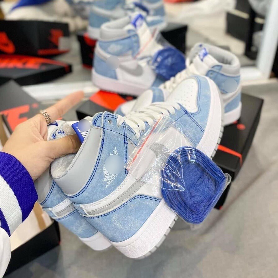 [FreeShip+ Hàng Loại 1] Giày Jor.dan 1 cổ cao hyper royal xanh nỉ, Giày sneaker JD1 xanh da trời nỉ cao cổ Full Box Bill