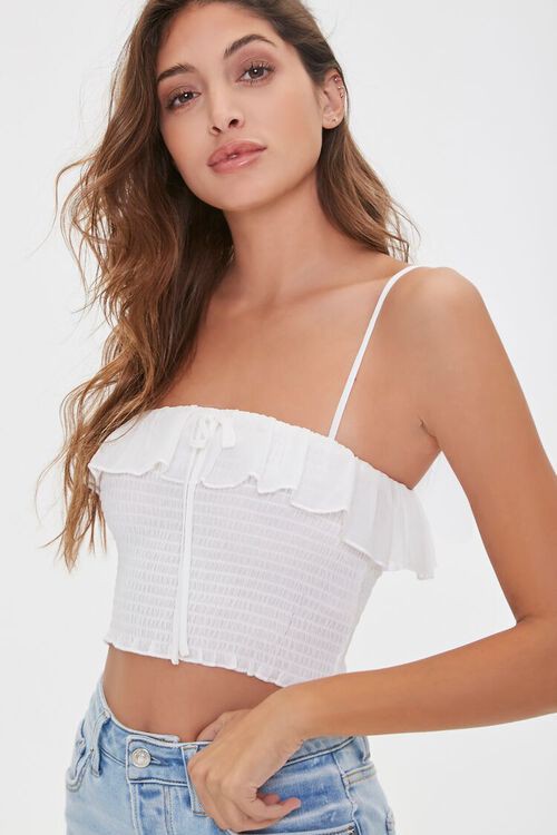 Áo croptop hai dây phối bèo F21