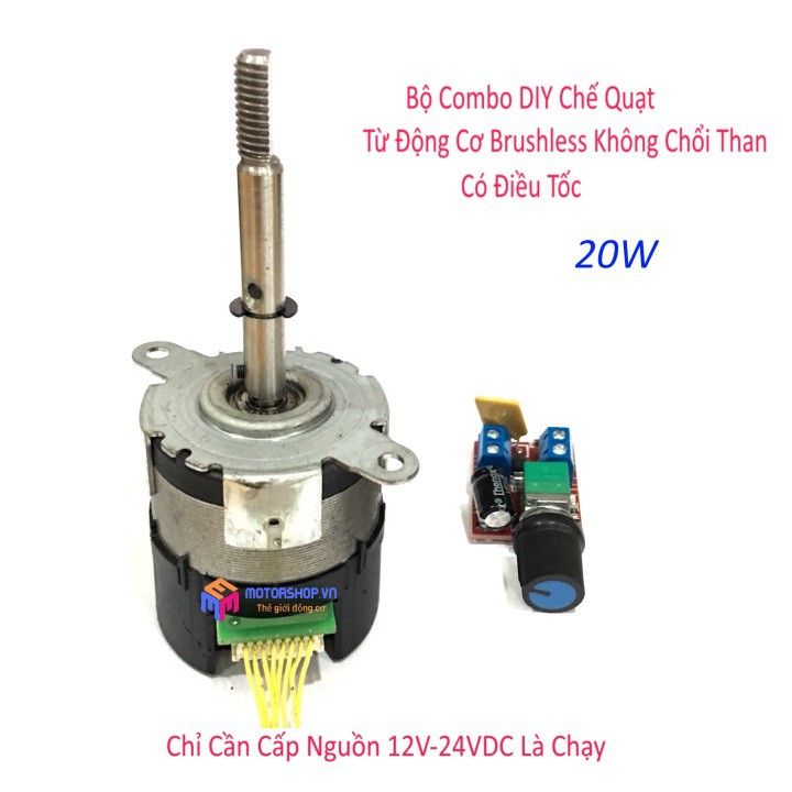MTS Bộ Combo DIY Chế Quạt Từ Động Cơ Brushless Không Chổi Than 12V-24V 20W Có Điều Tốc