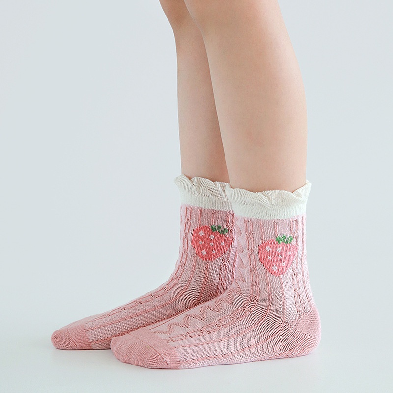 Set 5 đôi tất KOKOROCARE MSW-41 cotton họa tiết dâu tây xinh xắn cho bé 1-8 tuổi