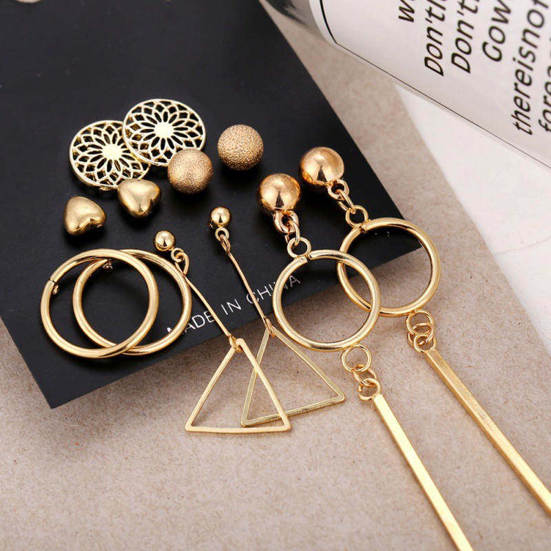 Bộ 6 đôi bông tai kiểu dáng thời trang điệu đà cho nữ