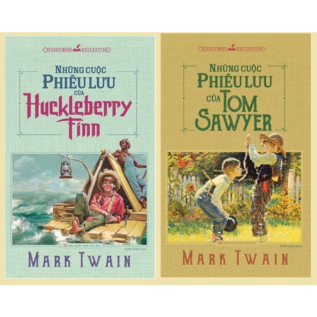Sách - Combo tác phẩm của nhà văn Mark Twain: Những cuộc phưu lưu của Tom Sawyer + Huckleberry Finn - ML-VHTG