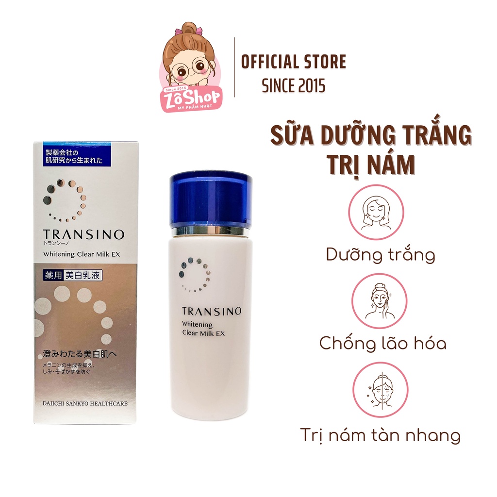 Sữa Dưỡng Transino Giảm Nám Tàn Nhang, Dưỡng Trắng Căng Bóng, Chống Lão Hóa Transino Whitening Clear Milk EX 100ml