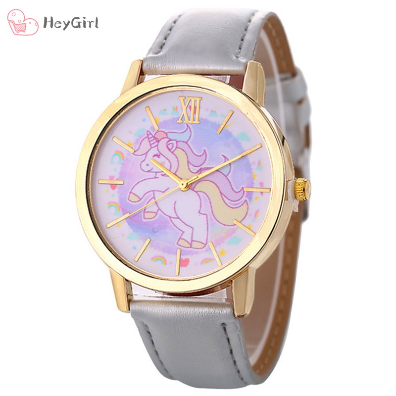 Women Watch Watches Happy Unicorn Cartoon Watch Leather Strap Quartz Watch