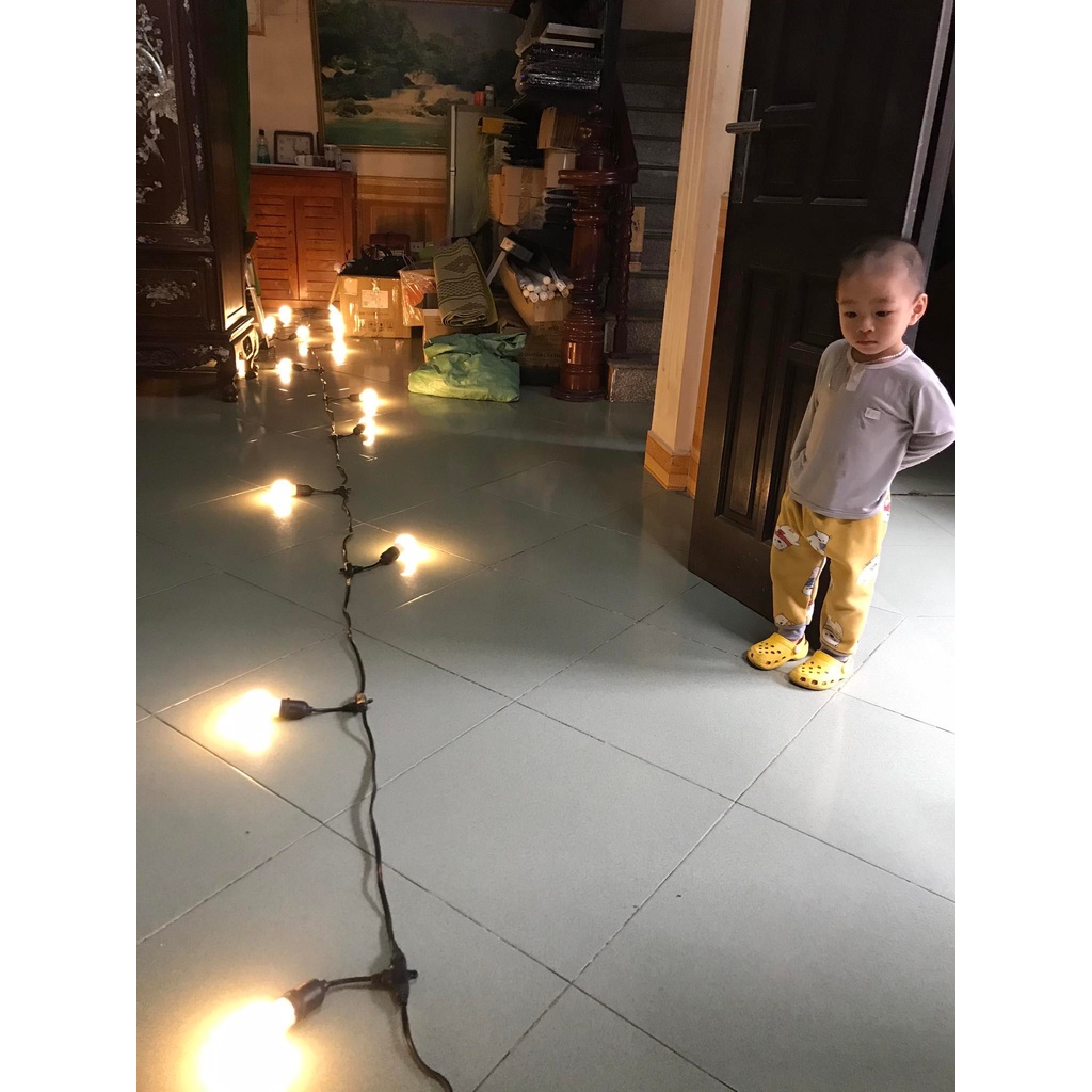 Dây đèn ping pong trang trí quán Cafe 5m 10 đui, 10m 20 đui chống nước ip67 dùng trang trí ngoài trời...