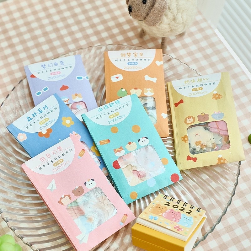 Túi 60 Sticker Nổi Hình Động Vật Cute Nhựa PET Chống Thấm Nước Trang Trí Sổ, Ốp Lưng ĐT, DIY, Nhật Ký,...