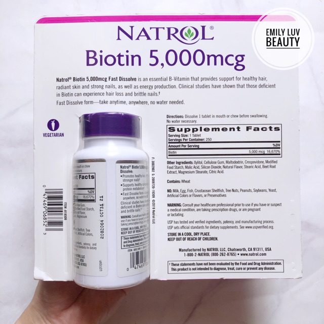 Viên uống Natrol Biotin 5000mcg 250 viên | BigBuy360 - bigbuy360.vn