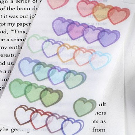 Sticker Washi trái tim, hình tròn màu nước dễ thương