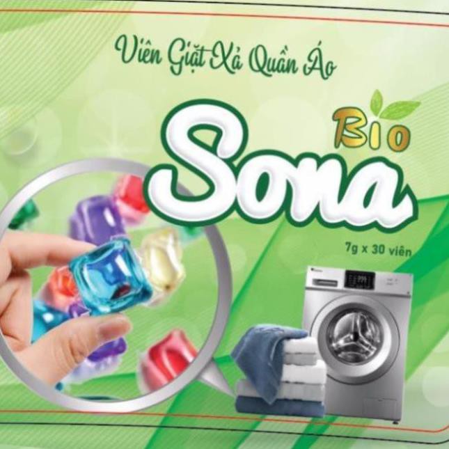 VIÊN GIẶT XẢ 2 IN 1 SONA - HỘP 30 VIÊN, Lưu Hương Lâu, Làm Mềm Vải, Không Gây Kích Ứng Da