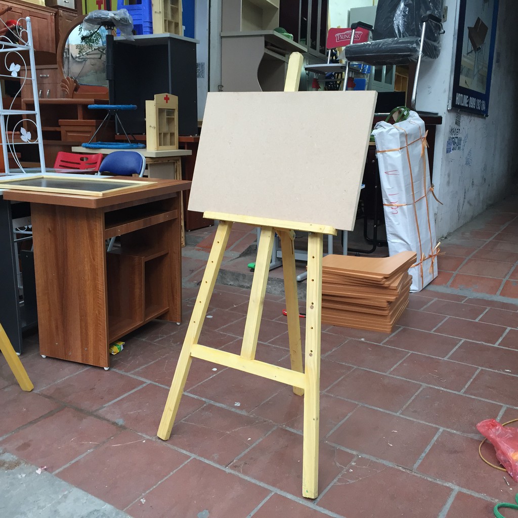 Giá vẽ gỗ + bảng vẽ (Giá vẽ cao 130cm + bảng vẽ 40x60cm) - Giá vẽ tranh/ảnh điều chỉnh cao thấp
