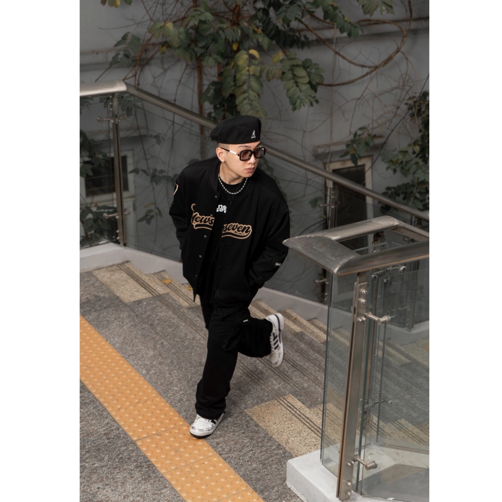 Áo khoác bomber varsity jacket N7 NEWSEVEN nỉ bông bóng chày giới tính form rộng Local Brand