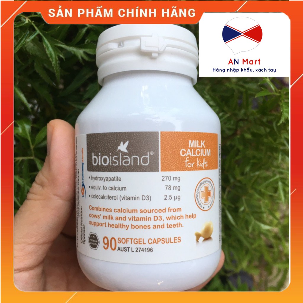 Bio Island Milk Calcium úc sữa canxi 90 Viên Cho Bé và 150 Viên Cho Cả Gia Đình - An Mart