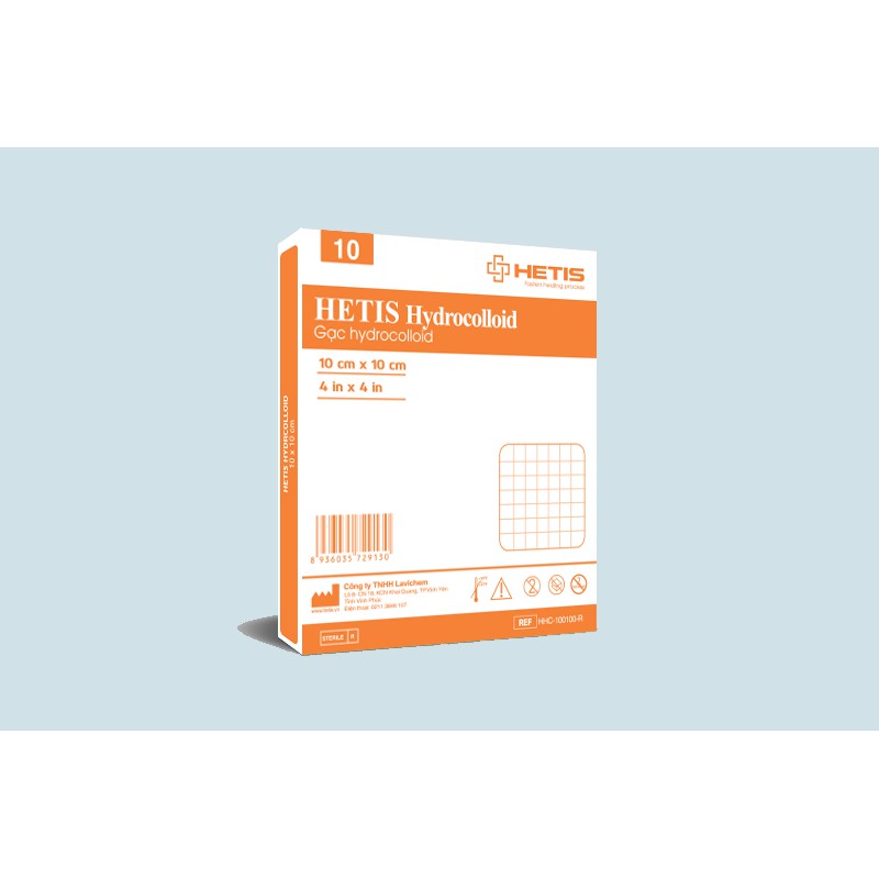 Gạc Hydrocolloid HETIS Hydrocolloid size 10x10cm (Hộp 5 miếng)