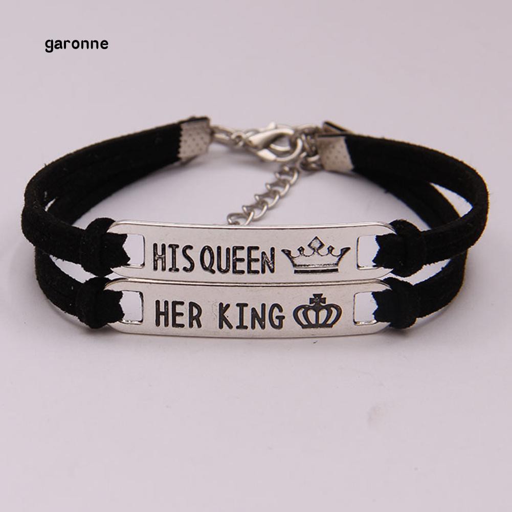 Vòng Đeo Tay Khắc Chữ His Queen / Her King Lãng Mạn Cho Các Cặp Đôi