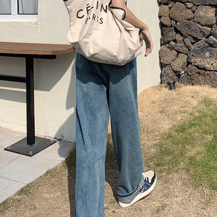 Quần jean dài SUXI ống rộng lưng cao phong cách cổ điển thời trang cá tính cho nữ