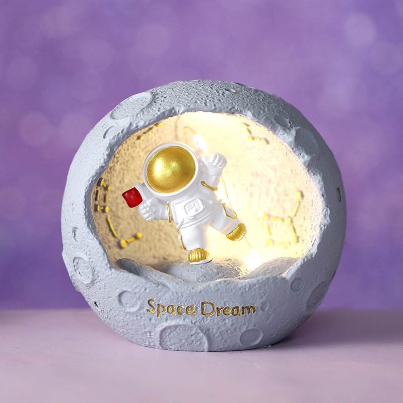 Đèn ngủ Phi hành gia vũ trụ tròn SPACE DREAM biểu cảm dễ thương đặt bàn làm việc, bàn học, quà tặng bạn bè người thân