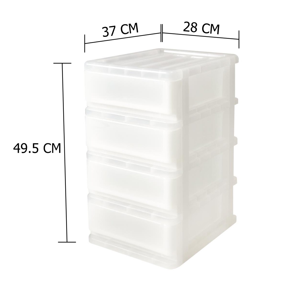 HomeBase SN Tủ nhựa 4 ngăn kéo KNOWLEDGE4 Thái Lan W28xH49.5xD37cm màu trắng