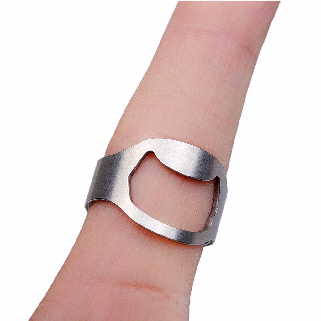 Nhẫn khui mở nắp chai bia unisex nam nữ cao cấp titan mạ kim loại