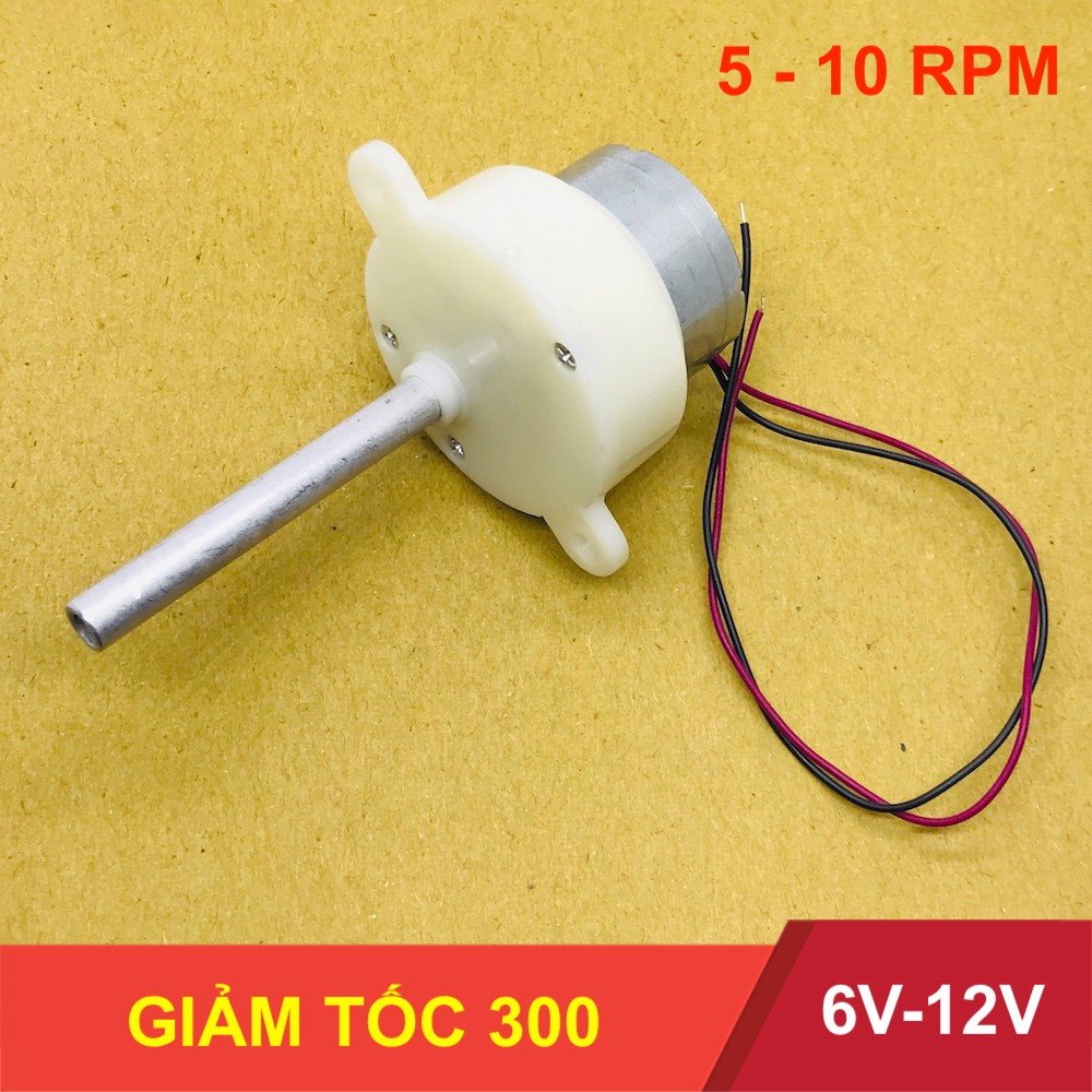 Motor giảm tốc mini 300 điện áp 6V - 12V tốc độ 5 - 10 vòng chạy êm thích hợp làm bàn xoay trưng bày sản phẩm - LK0173