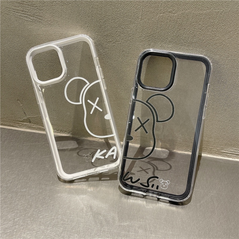 Ốp Điện Thoại Cứng Trong Suốt Hình Gấu 3 Trong 1 Chống Sốc Cho iPhone 14 13 12 11 Pro Max XS XR X 8 7 Plus