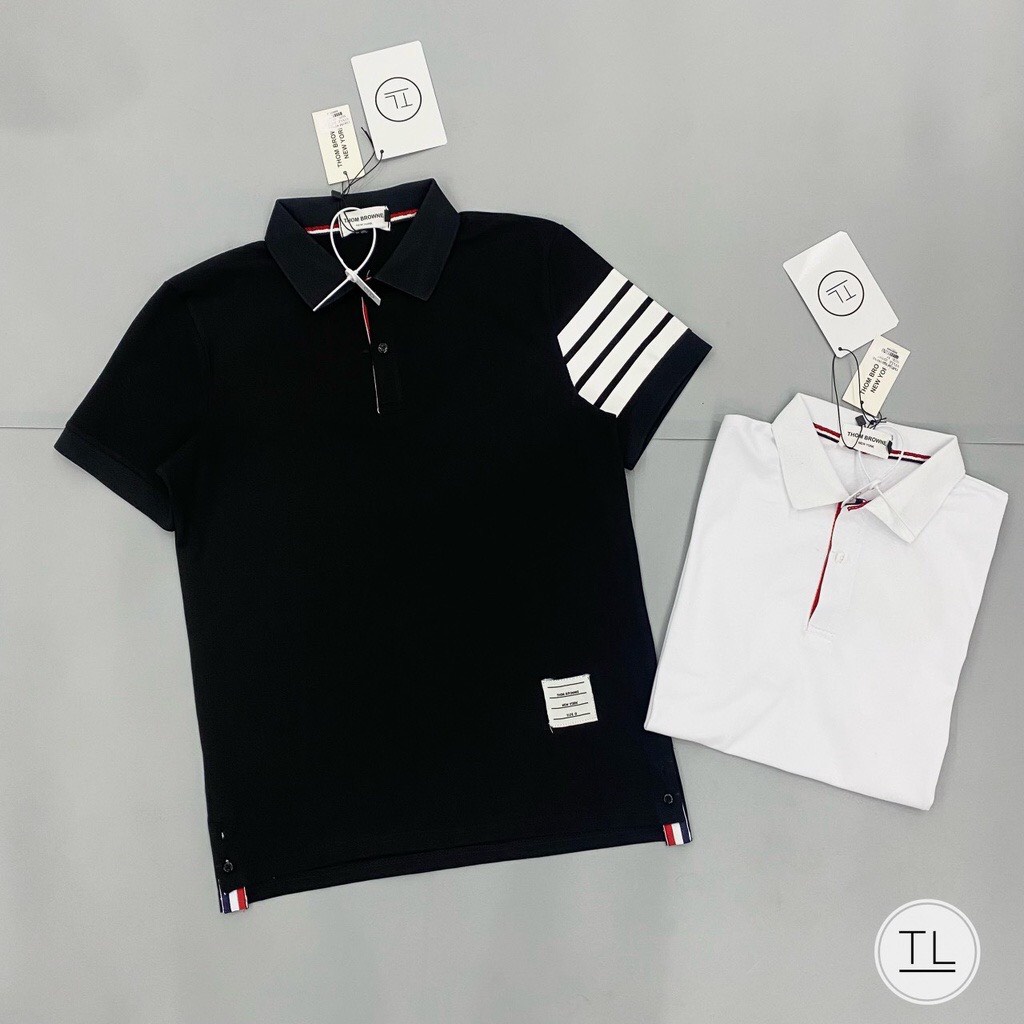 Aó Polo nam vạch tay, cao cấp chất mát, áo phông nam thấm hút hồ hôi unisex 2 màu trắng đên - AP05