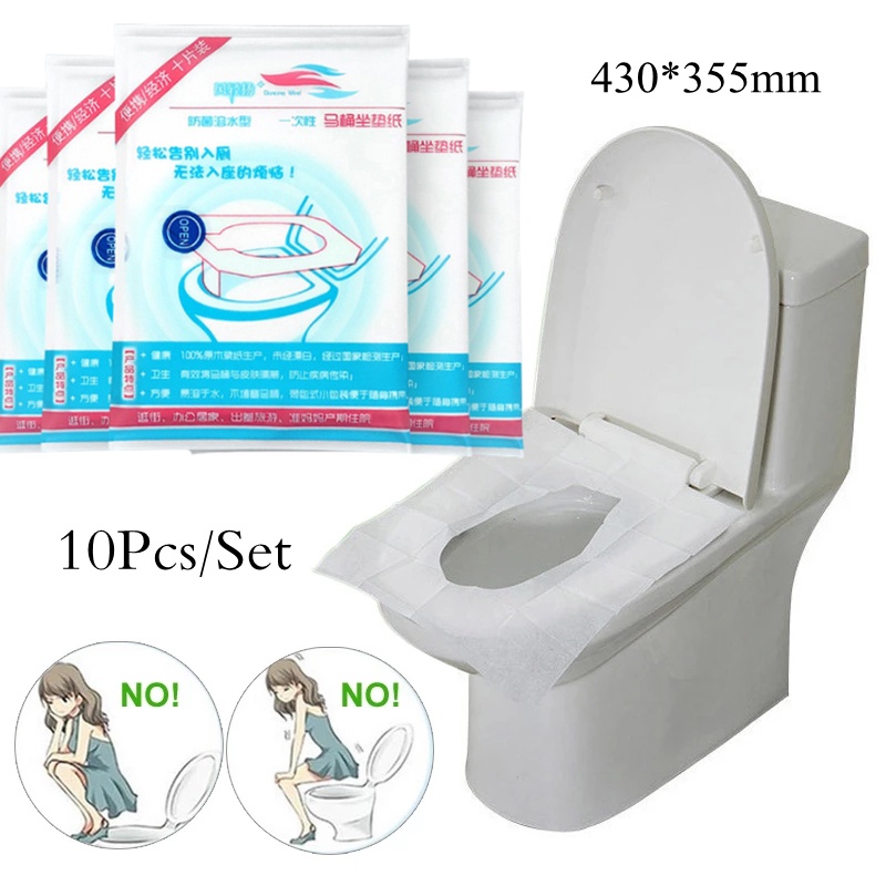 Set 10 Vỏ Bọc Bệ Ngồi Bồn Cầu Sử Dụng Một Lần An Toàn