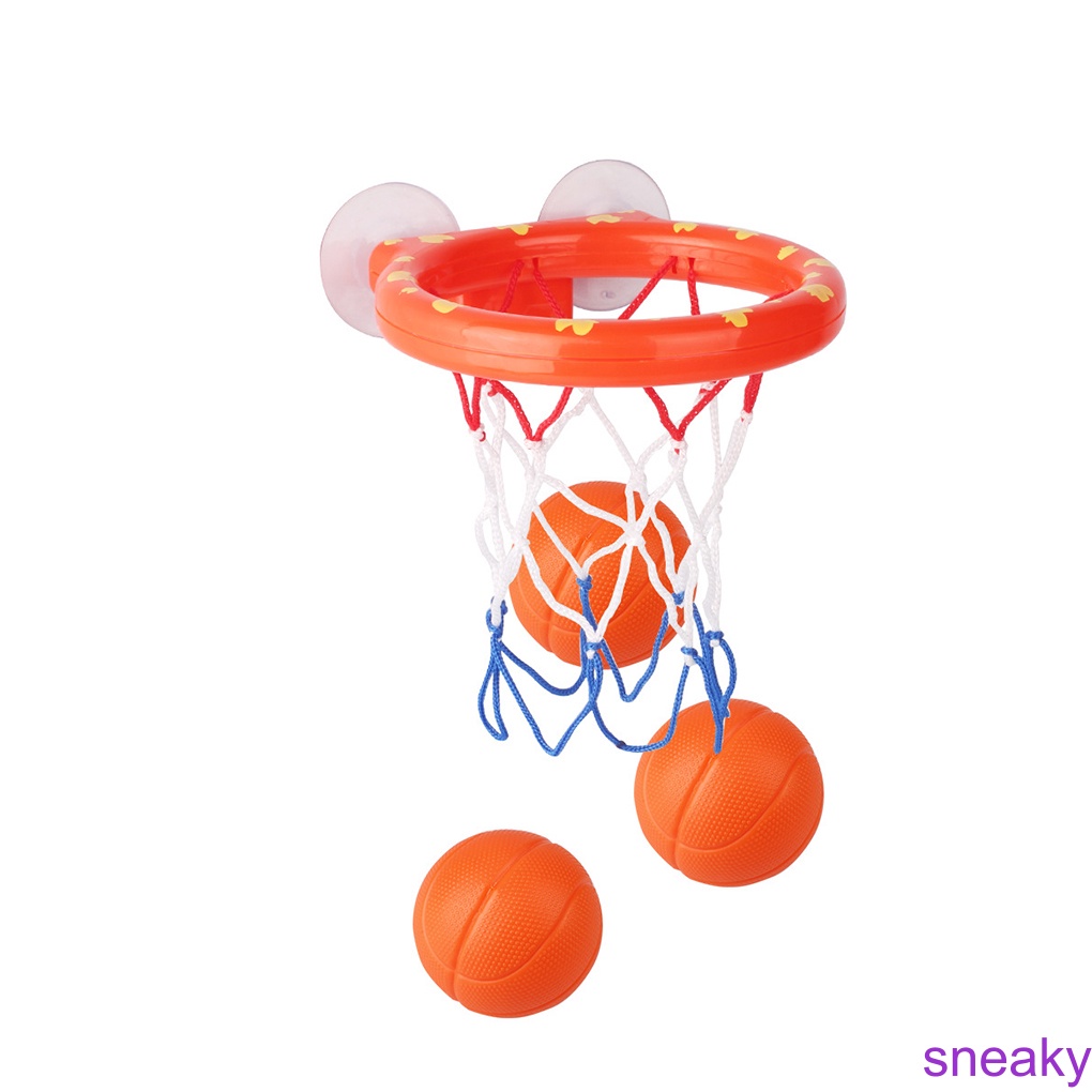 Mini Suctions Cup Basketball Hoop Bath Toy Set Baby Bathtub Shooting Game Toy Kids Shower Basketball[sneaky]