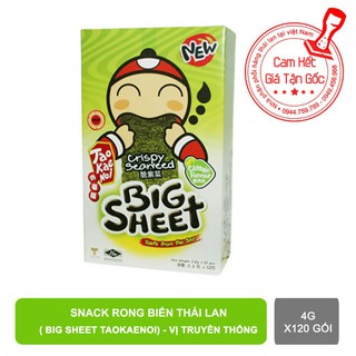 Snack rong biển thái lan Big Sheet Taokaenoi vị truyền thống 4g x 1 thùng
