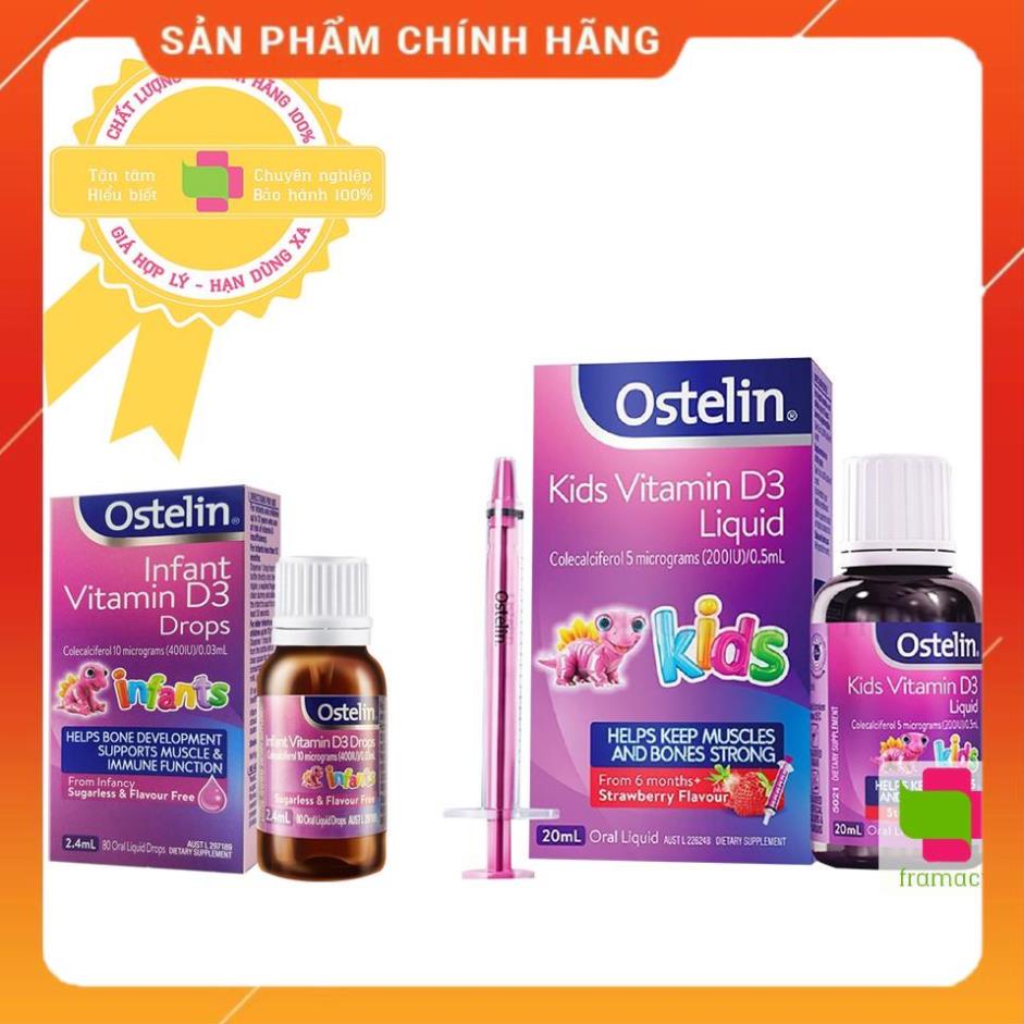 Vitamin D3 Ostelin Drops, Úc (2.4ml) dạng giọt cho trẻ sơ sinh và trẻ nhỏ chính hãng Úc mẫu mới