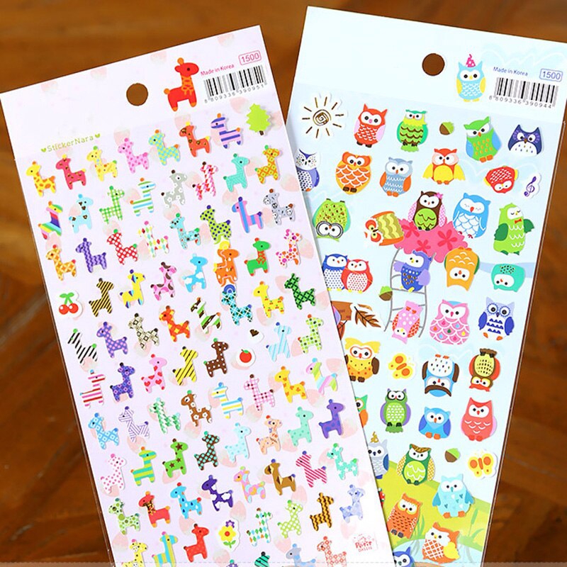 Sticker Dán Trang Trí Hình Chim Cú Và Hươu Cao Cổ