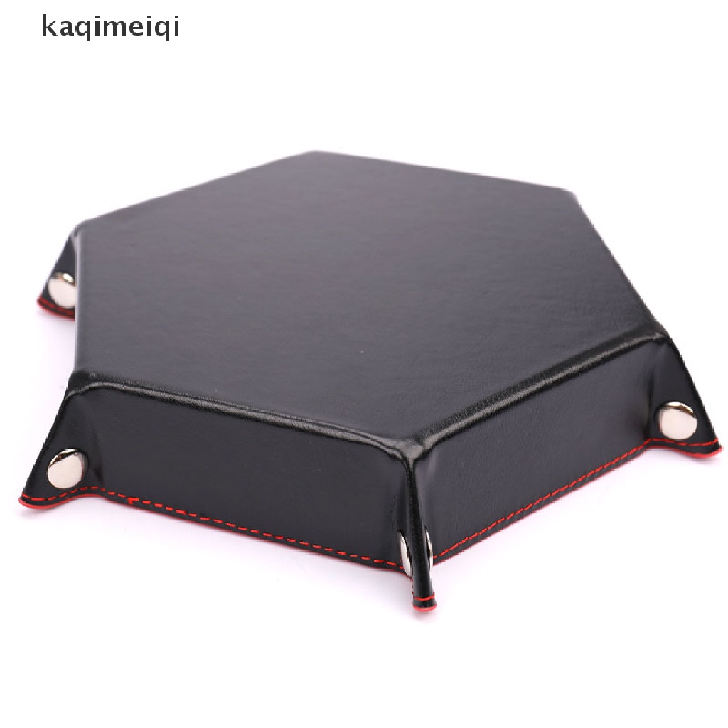 [KAQ] Foldable Dice Tray Box PU Leather Folding Hexagon Coin Square Tray Dice Game GJL