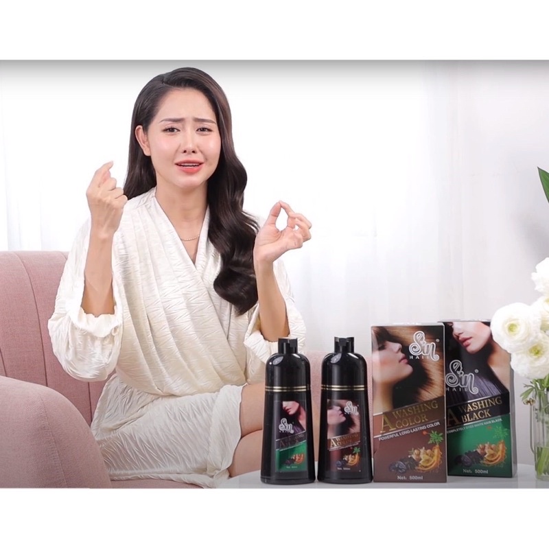 Combo Dầu gội phủ bạc đen - nâu SIN HAIR nhật bản chính hãng