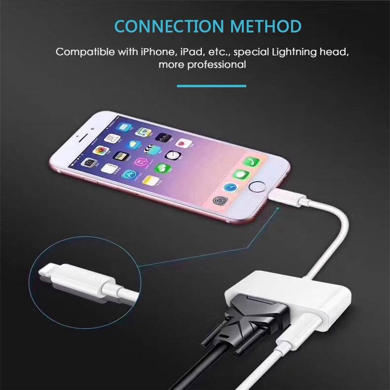 Dây cáp chuyển đổi cổng lightning sang VGA cho iPhone X 5S 6 6S 7 Plus iPad