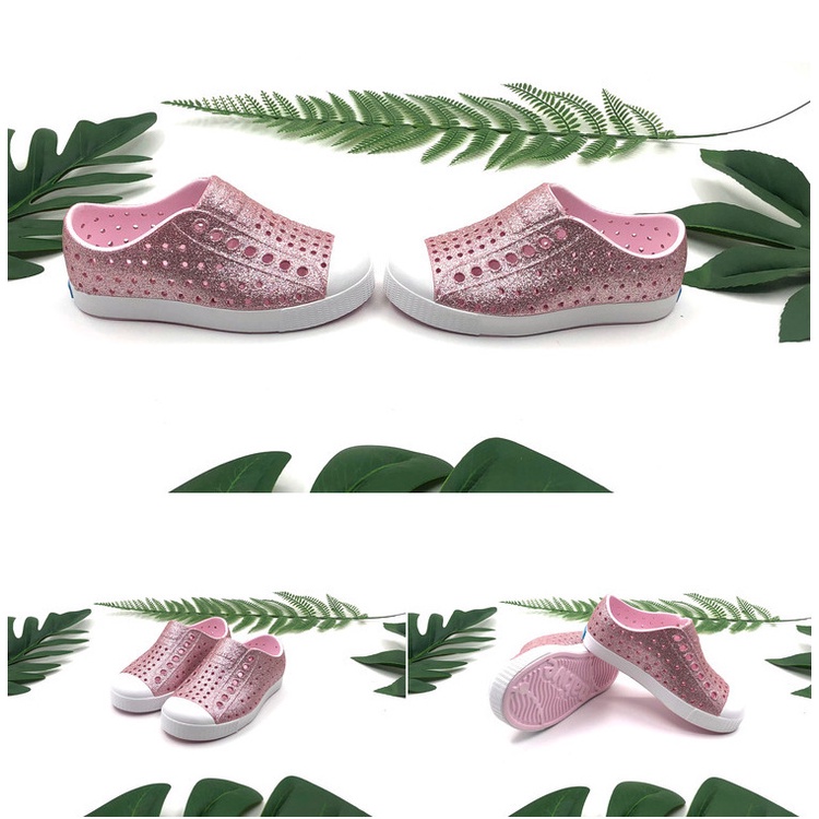 Giày Native kim tuyến loại A NA07 trang điểm thích hợp cho bé gái+free 2 cài dép+ dây giày tự chọn-ph