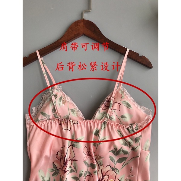 Váy ngủ chất liệu satin cao cấp hoạ tiết hoa 1474