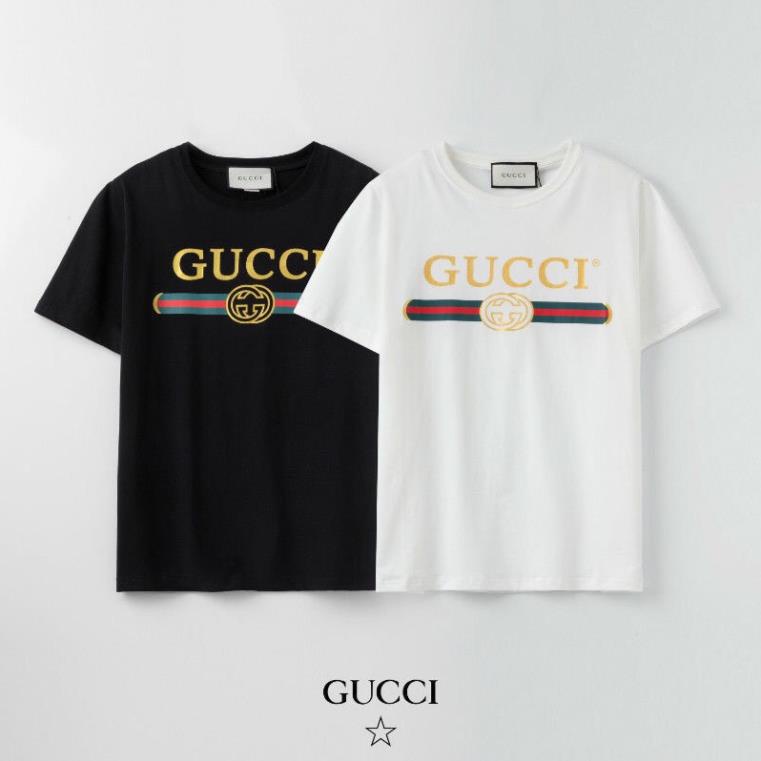 Áo Thun Tay Ngắn Chất Liệu Cotton In Nhãn Hiệu Gucci Thời Trang New