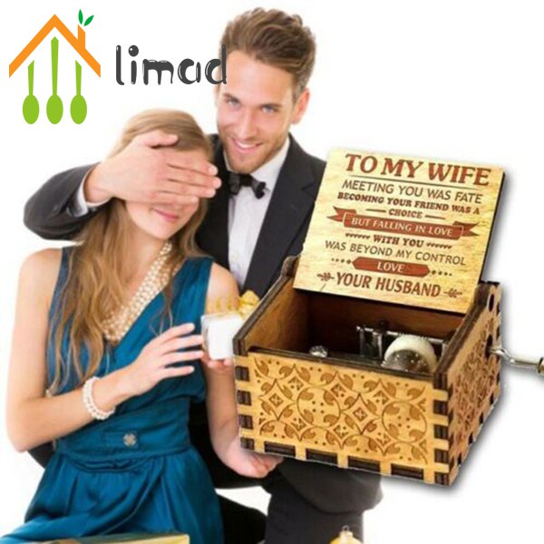 【COD】# limad To My Wife Engraved Wood Music Box Anniversary Valentines' Gifts