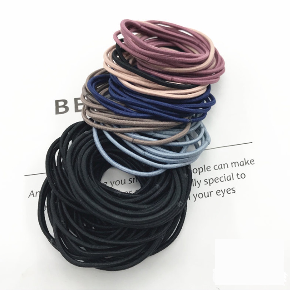 Set 100 Dây Thun Buộc Tóc Túi Zip Với Nhiều Màu Sắc Co Giãn Cho Người Lơn Và Trẻ Em Phong Cách Hàn Quốc