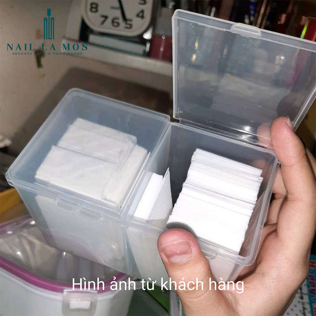 Hộp đựng giấy lau gel 2 ngăn có nắp - hộp nhựa đựng dụng cụ nail chuyên dụng