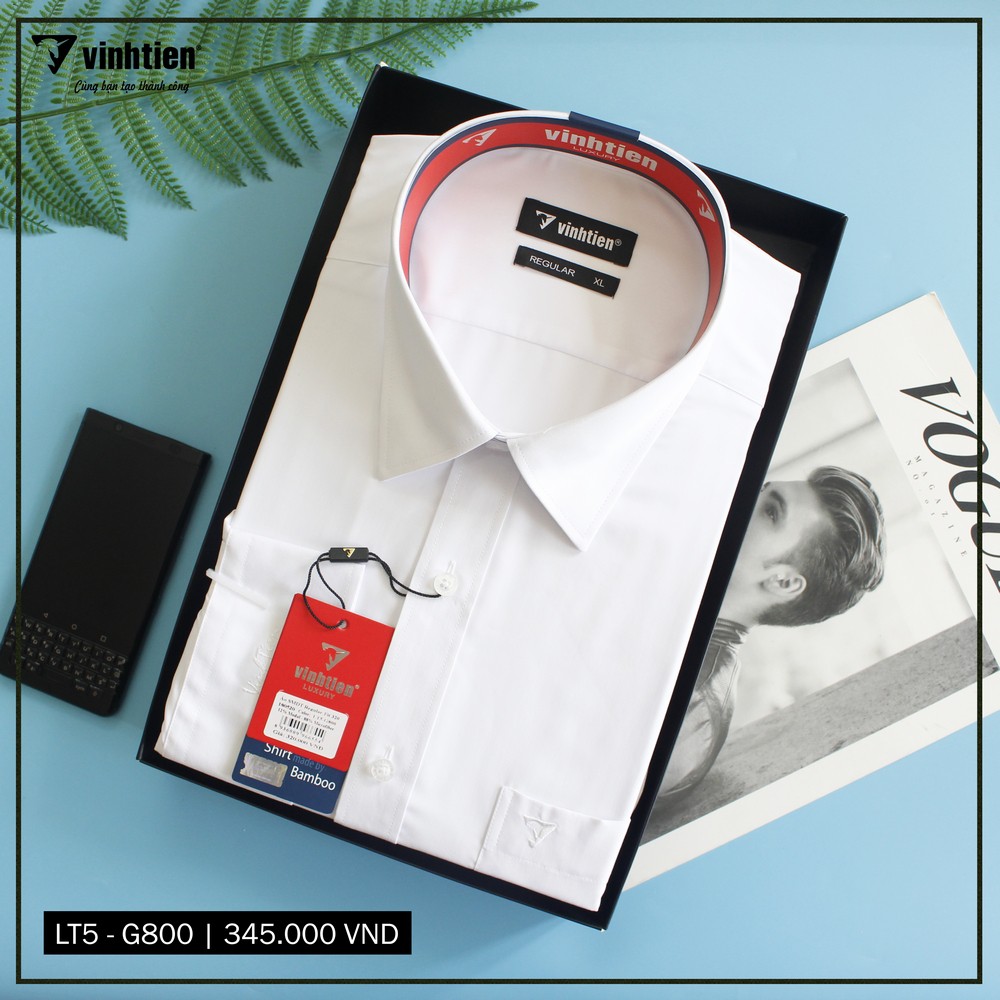 Áo Sơ Mi Dài Tay Modal Regular Fit 345 Vĩnh Tiến - Trắng | BigBuy360 - bigbuy360.vn