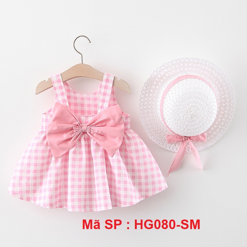⚡ FLASH SALE ⚡ - ⚡ HÀNG MỚI ⚡ - Váy đầm bé gái mùa hè - Họa tiết kẻ karo có nơ ngực dễ thương - HG080